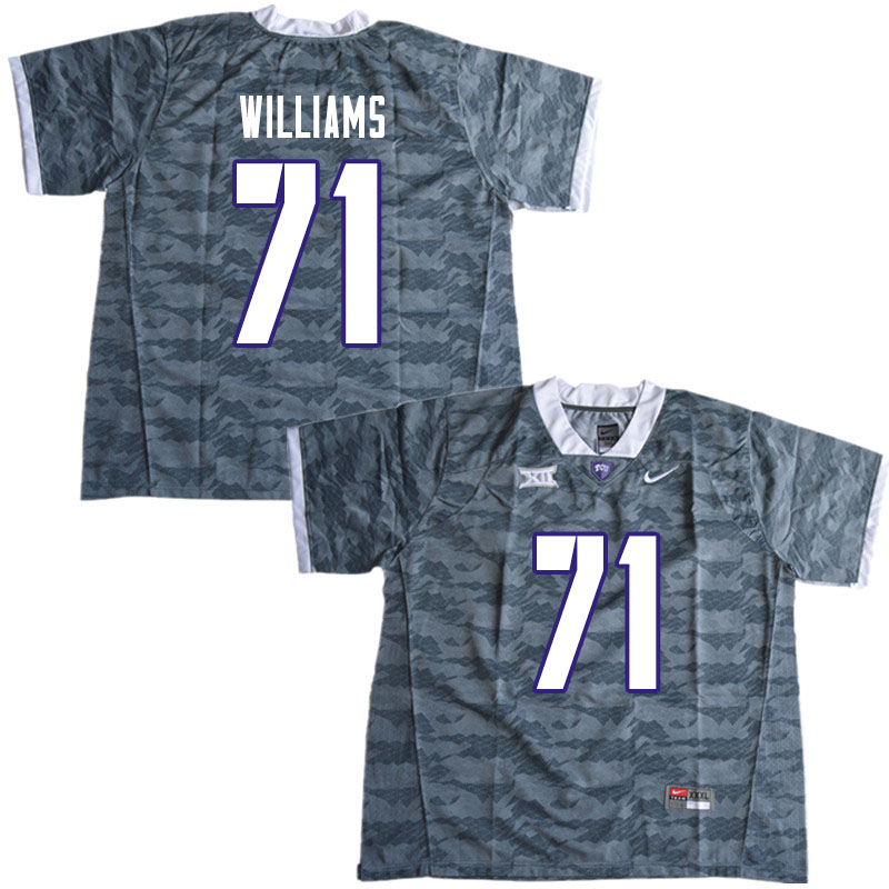 Men #71 Marcus Williams TCU Horned Frogs College Football Jerseys Sale-Gray
